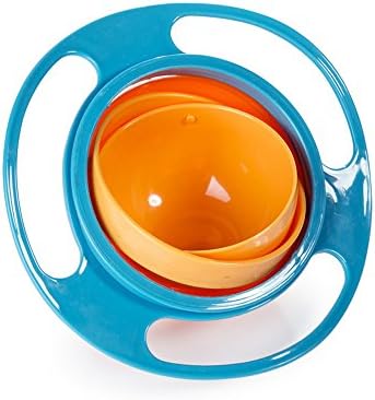 Xinfaxian Non Spill Feeding Toddler Kids Gyro Snack Bowl 360 Rotating Babys Avoid Food Spilling -color blue