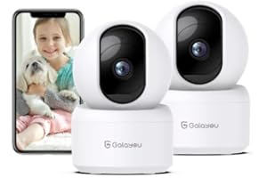 GALAYOU Indoor Security Camera 2K, Pet Camera, 360 Degree 2.4G WiFi Home Security Camera for Baby/Elder/Nanny with Night Vision, 24/7 SD Card Storage, Works with Alexa and Google Assistant G2-2Pack