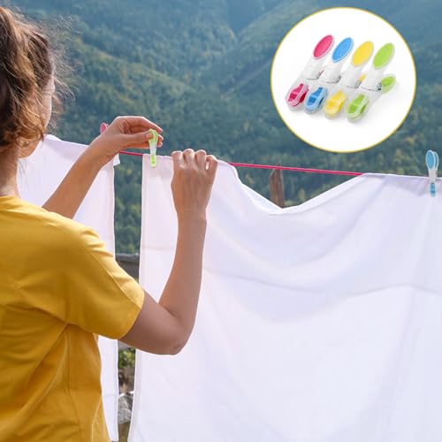 AiQInu Pack of 30 Plastic Clothes Pegs, Non-Slip Clothes Pegs, Multi-Coloured Clips with Soft Padded for Towels, Socks, Underwears and Clothes