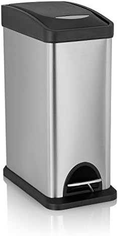 Step Trash Can, Malmo Stainless Steel Trash Can with Lids for Kitchen Bathroom Office, Removable Inner Wastebasket, 8Liter/2.1Gallon
