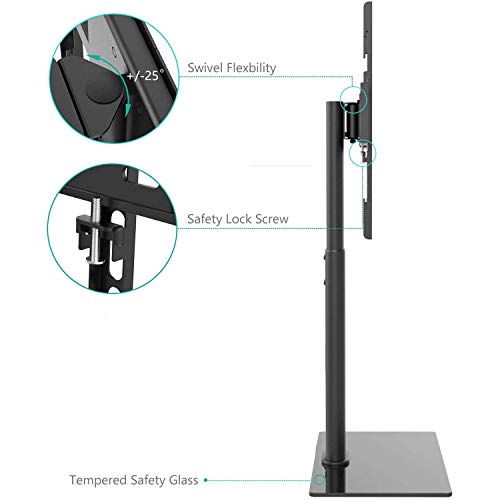 WALI Table Top TV Stand with Glass Base and Security Wire Fits Most 32