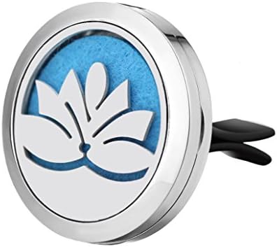 Efantina 30mm 316l stainless steel Lotus flower aromatherapy essential oils diffuser vent clip locket jewelry For Men &amp; Women 5 washable refill pads