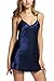 Avidlove Women's Pajamas Satin Nightgown Sexy Mini Slip Sleepwear Dark Blue M