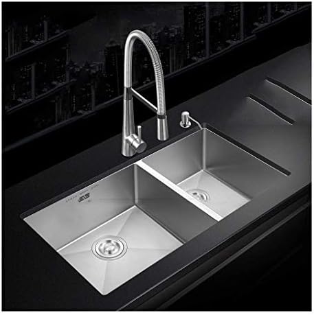 Kitchen Sink 2 Bowls 820mm 450mm 220mm 60 40 Double Bowl Kitchen Sink Built In Basin With Square Faucet And Siphon Buy Online At Best Price In Uae Amazon Ae