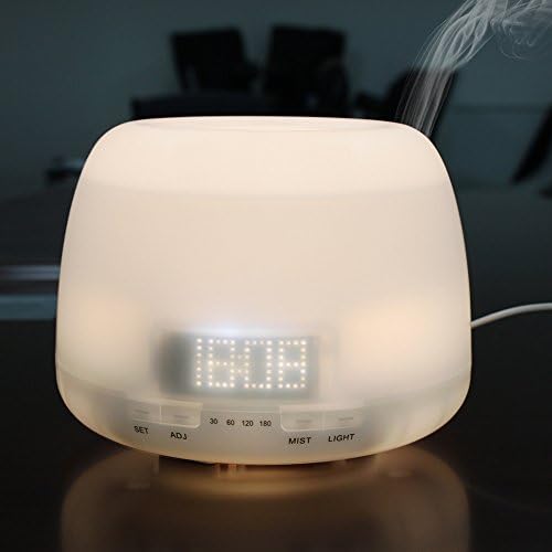 Fristype Aromatherapy Essential Oil Diffuser Ultrasonic Mist Air Humidifiers 400ml with LED Clock Screen for Home, Yoga, Office, Spa, Bedroom, Baby Room (White)