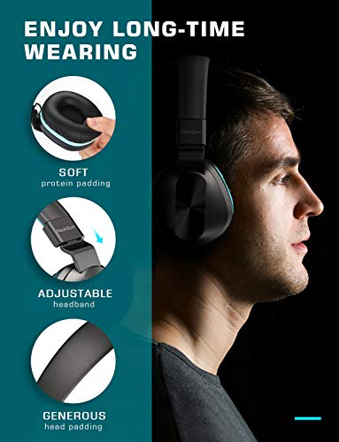 PeohZarr On-Ear Headphones with Microphone, Lightweight Folding Stereo Bass Headphones with 1.5M Tangle Free Cord, Portable Wired Headphones for Smartphone Tablet Laptop Computer MP3/4-Mint