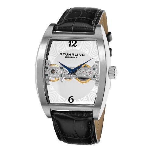 Stuhrling Original Men's 303.33152 Leisure Millennia Ravine Mechanical Skeleton Silver Tone Watch