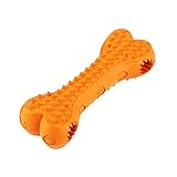 LaRoo Dog Treat Bone Toy Interactive Dog Toy Dog Treat Dispensing Yummy Bone Feeder Toy - Orange