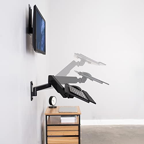 MOUNT-VWKB1 Support mural pour écran simple avec bras pneumatique et plateau de clavier réglable en hauteur, VESA max 100 x 100 mm, noir