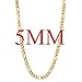 U7 Jewelry 18 Inch Choker Necklace Gold Plated Chain for Men Women Stainless Steel 18K Gold 5mm Flat Link Italian Figaro Chain