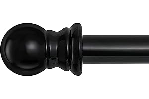 BARCETINE Black Curtain Rods for Windows 66 to 120" - 1" Heavy Duty Metal Curtain Rods for Drapes and Curtains,Drapery Rods with Adjustable Brackets for Living Room,Bedroom-Outdoor Curtain Rod for Patio Door