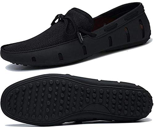 Go Tour Men's Fashion Casual Boat Shoes Breathable Slip on Shoes Black 43