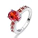 Psiroy 925 Sterling Silver Plated Oval Simulated Garnet Promise Ring for Women Size 7
