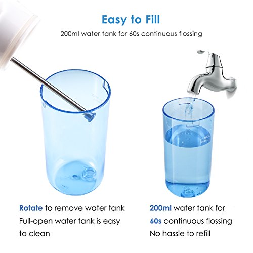 Eurobuy Dental Water Flosser Cordless,Teeth Cleaner,Oral Irrigator Professional Rechargeable Portable Dental Gum Flosser with 5 Jet Tips for Home,Travel,Adults,Kids,Oral & Nose Care