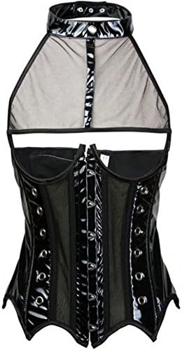 PVC Leather Halter Lingerie Waist Trainer Corsets With Golve Belt S-XXL