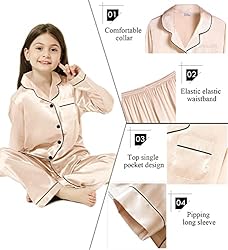 SWOMOG Kid Girls Boys Silk Satin Pajamas Set