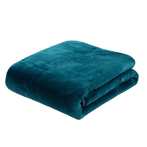 Gözze - Premium Cashmere-Feeling Wohn- und Kuscheldecke, 500 g/m², 180 x 220 cm - Petrol