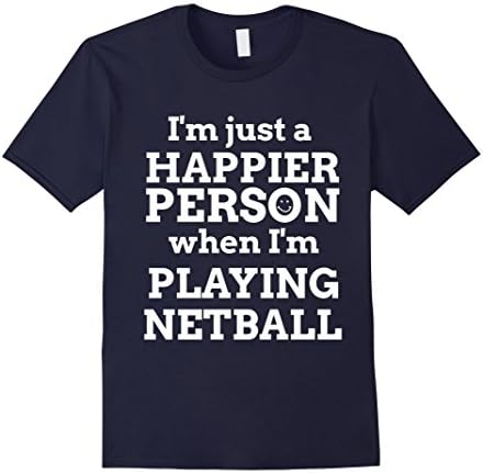 Mens Happy Netball T Shirts. Gifts Ideas for Net Ball Players. Medium Navy