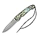 KUBEY Authentic Handmade Damascus Steel Collector Folding Knife,Drop Point Damascus Blade,Straight Sharp Edge,Beautiful Color Shell Handle with Lanyard,6 Inch Overall