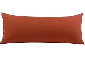 PiccoCasa Body Pillow Pillowcase with Zipper Closure, 110 GSM Brushed Microfiber Body Pillow Cover, Soft Long Pillow Cases for Body Pillows Body(20"x54") Deep Orange