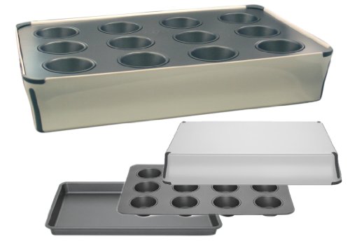 Click Here to See More Images Bake Porter 56GRY-S 3-Piece Bakeware Set, Grey