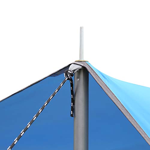 HYPER VENTURE Beach Ground Sheet and UV-Proof Tarp for Camping Hiking Picnic Rain Sun Shelter(102L x 76W x 59H inch, Blue) - Thumbnail 4