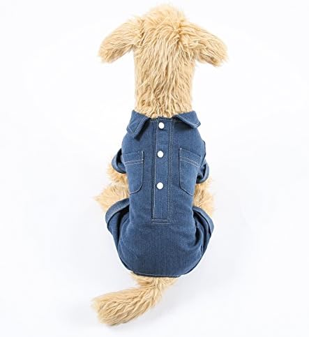 Dog Denim Coat Jacket Overalls Cute Dog Jean shirt Jumpsuit Rompers Clothes for Pet Dog (S)