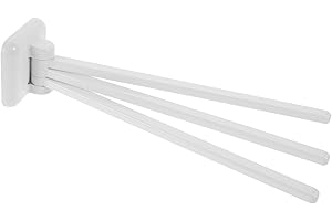 OUNONA Wall Mounted Swing Towel Holder Rack with 3 Rotating Arms Space Saving No Drill Towel Bar for Bathroom and Kitchen Swi