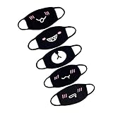 5-Pack Mouth Mask Unisex Cartoon Anime Cute Shape for kids Teens Men Women Lovers, Cotton Fashion Anti-Dust Half Face Mouth Mask for Boys and Girls (Black)