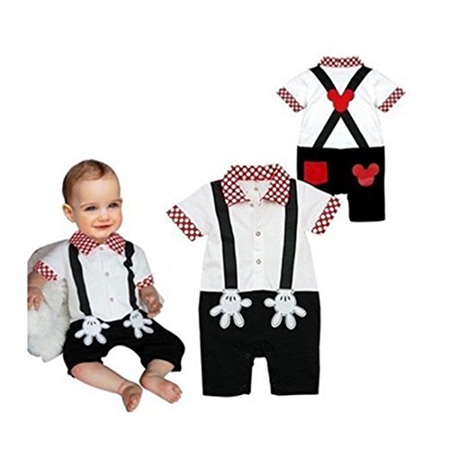 Baby Boy Mickey Mouse Onesie Costume Smart Tuxedo Romper Outfit Pageboy, White, 80(6-12 months)
