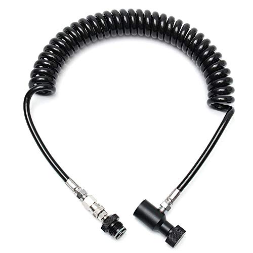 Gurlleu PCP Paintball Remote Line Coil & Fill Station Hose, G1/2 Thread, 8mm Quick Disconnet Plug Adapter for Air or Co2 HPA Tanks
