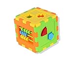 Zatan Baby Colorful 10 Hole Cube Matching Block Intelligence Educational Sorting Box Developmental Toy Plastic Cube Shape Puzzle Blocks Kids Gifts
