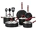 Finnhomy Super Value Hard-Anodized Aluminum Cookware Set, Double Nonstick Coating Kitchen Pots and Pan Set, Professional for Home Restaurant, 13-Piece with Red Handle
