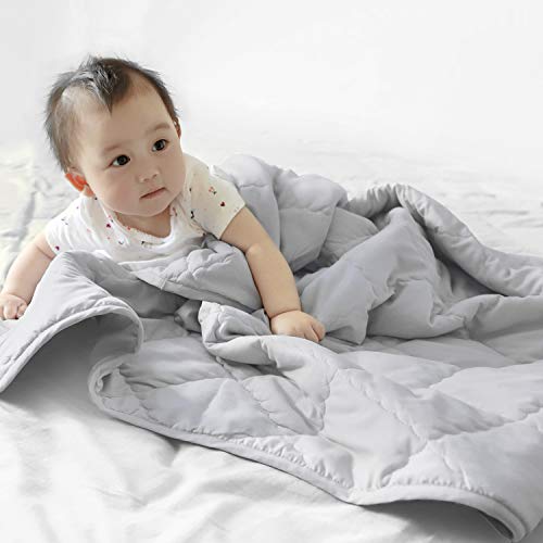 TILLYOU Ultra Soft Microfiber Toddler Quilt- Hypoallergenic Multi-Use Baby Quilted Blanket - 39" x 47" Crib Comforter for Boys Girls-Grey - Thumbnail 2