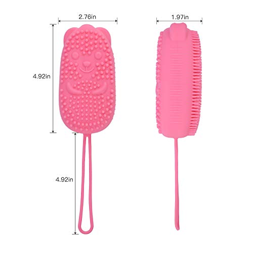 Silicone Bath Body Brush for Woman, Exfoliating Body Scrub Brush, Shower Cleansing Scrubber Brush for Girl, Double-Sided Silicone Sponge Bath Brush with Soft Brush Head and Hard Massage Ball