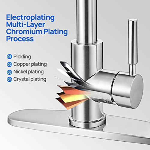 Camelot Kitchen Faucet with Pull Down Sprayer, Single Handle High Arc