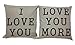 Lydealife xFF08;TM 18 X 18 Cotton Linen Decorative Couple Throw Pillow Cover Cushion Case Couple Pillow Case, Set of 2 - I Love You & Love you More LD094