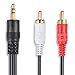 RCA Splitter Cable, FolioGadgets 3.5mm to 2 RCA Male to Male Audio Auxiliary Adapter Stereo Y Splitter Cable - Supports iPod, iPhone, iPad, TV, Home/Car Stereo - 5ft