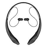 Bluetooth Headphones Headset Rymemo Newest Design Wireless Music Earphones Stereo Earbuds Sports/running Magnetic Neckband Style Shine Like Diamond Surface for Cellphone, Black