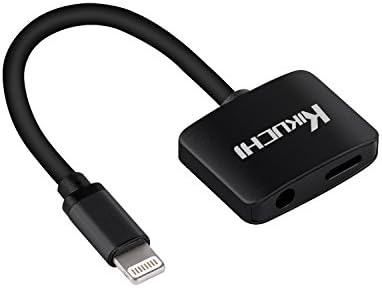 3.5mm to Lihgtning Adapter,3.5mm Headphone Jack Adapter,2 in 1 Audio Spilitter&amp;Charge Cable Adapter for iPhone 7/7 Plus/8/8 Plus/X (Support iOS 10 and above)(Black)