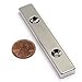 CMS MAGNETICS - (2 Pack) Grade N45 South Pole Neodymium Bar Magnets 1/4 x 1/2 x 3 Inches with Two #6 Countersunk Holes - Strong Industrial Strength