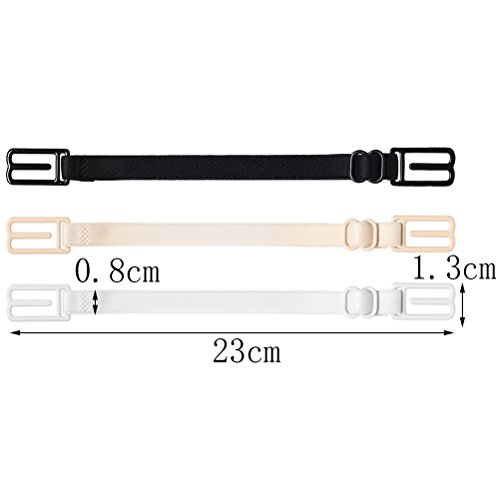 Wode Shop 6 pcs Bra Strap Clips Set, 3 pcs Bra Straps Holder and 3 pcs Bra Clips for Full Cup Size(Black, White, Beige)