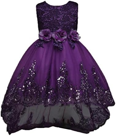 Baby Girl Dress Daoroka Kids Flower Bowknot Sleeveless Princess Wedding Bridesmaid Birthday Party Formal Long Ball Gown Skirts Cute Sweet Soft Summer Beautiful Casual A Line Sundress (120/4T, Purple)