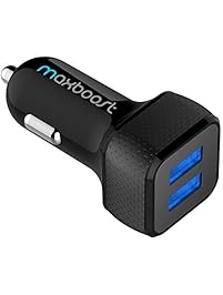 Car Charger, Maxboost 4.8A/24W 2 USB Smart Port Car Charger [Black] for iPhone 7 6S Plus 6 Plus 6 5SE 5S 5 5C, Samsung Galaxy S8 S7 S6 Edge, Note 8 4 S5,LG G6 G5 G4,HTC,Nexus 5X 6P,iPad Pro Portable