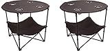 Preferred Nation Folding Table, Polyester with Metal Frame, 4 Mesh Cup Holders, Compact, Convenient Carry Case Included – Black