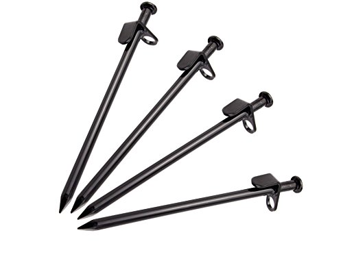 Obecome Tent Stakes,4 Pack Heavy Duty Camping Stakes,8 inch High Strength Steel Camping Tent Stakes Peg Unbreakable and Inflexible for Outdoor Trip Hiking Gardening