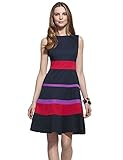 YACUN Women's Color Block Sleeveless Fit and Flare Casual Dress