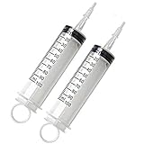 HSAN 100ml Syringes,2 Pack Garden Syringe Plastic Gas Syringe Liquid Lubricant Measuring Tool Plastic Syringe for Hydroponics Nutrient Measuring