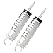 HSAN 2 pcs Syringes,100ml Reusable Plastic Measuring Syringe Disposable Plastic Catheter Tip Syringe for Hydroponics Nutrient Measuring Watering Refilling Lab Experiment
