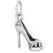 Authentic BELLA FASCINI High Heel Stiletto Shoe Bead Charm - Peep Toe Platform - Silver - Fits Bracelets